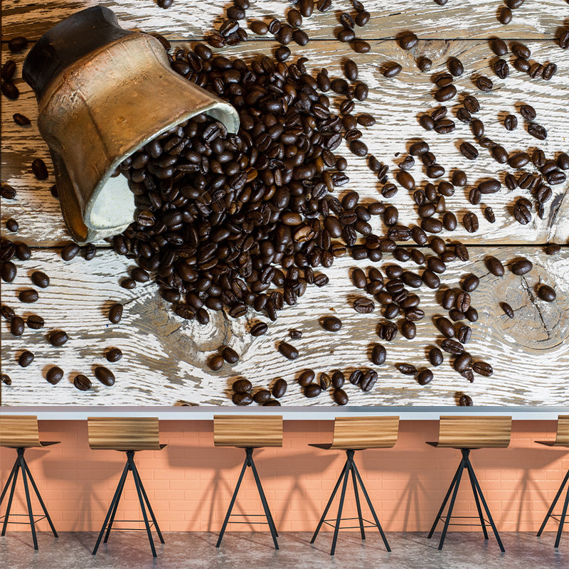 Coffee Beans Wallpaper Mural Stain Resistant Modernist Coffee Shop Wall Decor