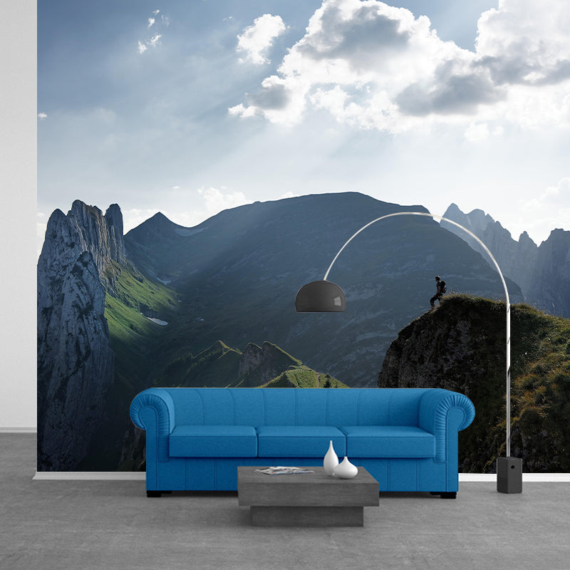 Huge Mountain Modernist Wall Mural Decal Photography Stain Resistant for Living Room