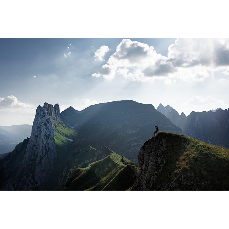 Huge Mountain Modernist Wall Mural Decal Photography Stain Resistant for Living Room