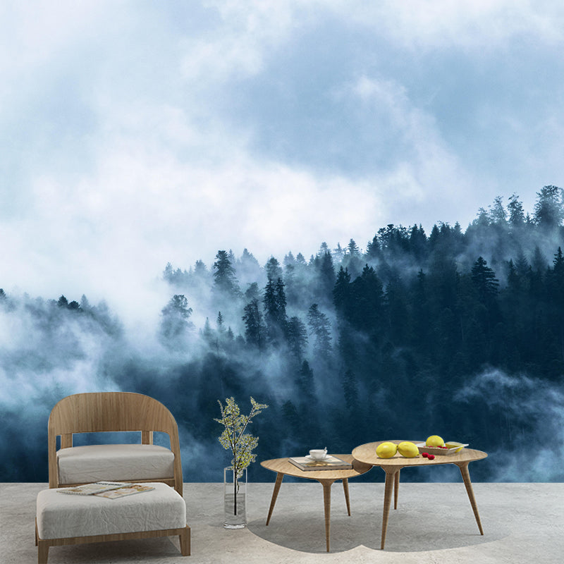 Papier peint mural forêt de couleurs douces, décoration murale moderniste écologique pour chambre à coucher