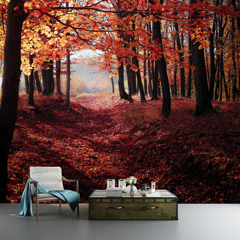 Papier peint mural forêt naturelle, décoration murale moderniste écologique en couleur douce