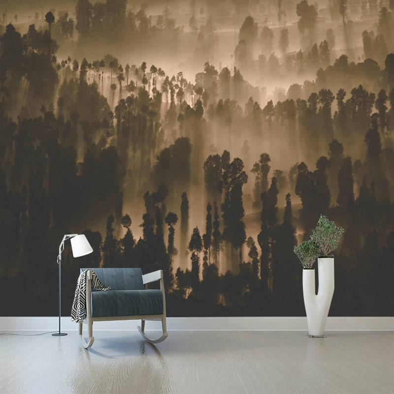 Papier peint mural forêt naturelle, décoration murale moderniste écologique en couleur douce