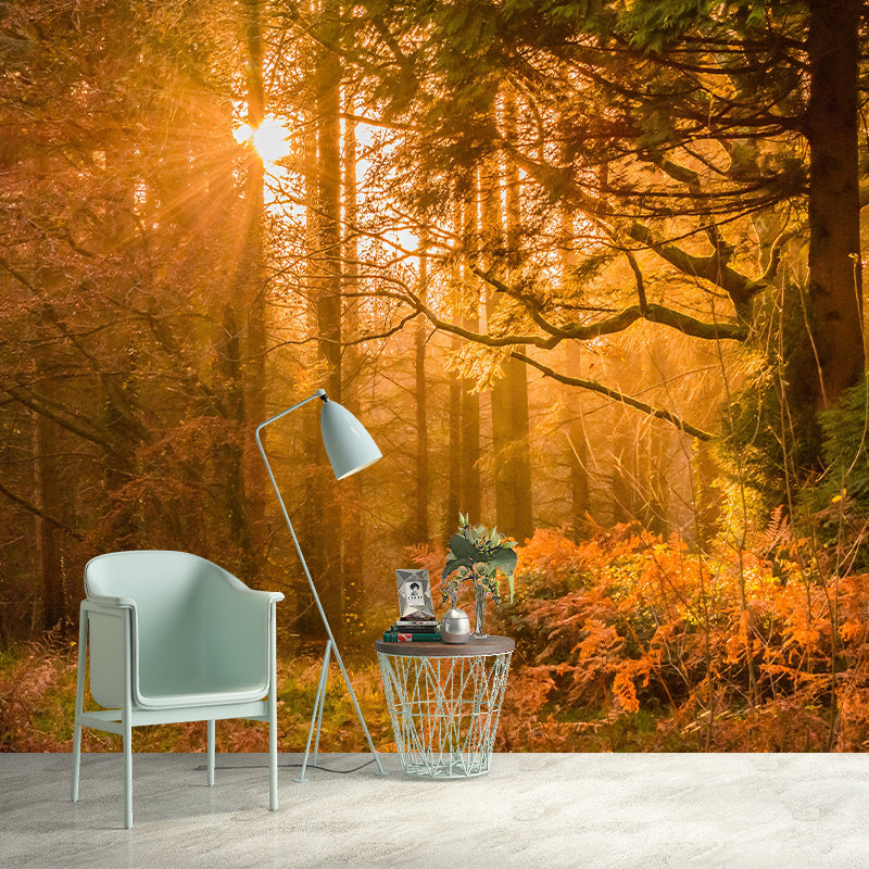 Papier peint mural forêt naturelle, décoration murale moderniste écologique en couleur douce