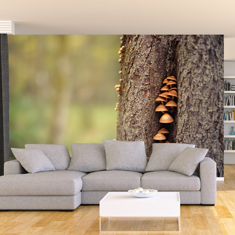 Mushroom Plant Modernist Wall Mural Decal Photography Stain Resistant for Living Room