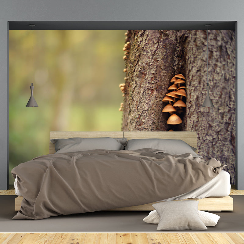 Mushroom Plant Modernist Wall Mural Decal Photography Stain Resistant for Living Room