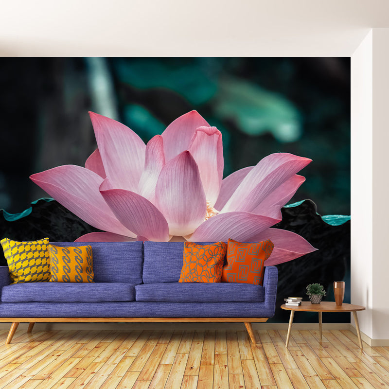 Décoration murale Lotus en fleurs pour chambre à coucher, résistante à l'humidité et couleur douce