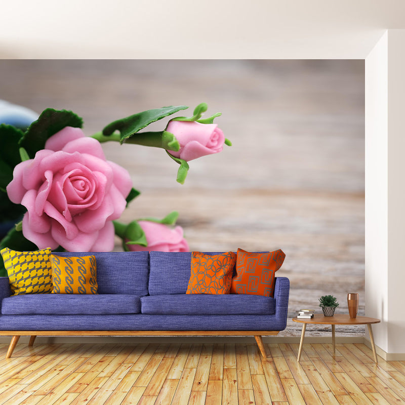 Beautiful Rose Wallpaper Mural Contemporary Style Wall Decor for Bedroom