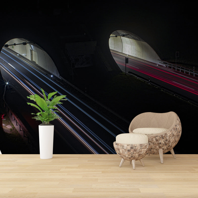 Various Highway View Mural Wallpaper Contemporary Mildew Resistant Wall Covering