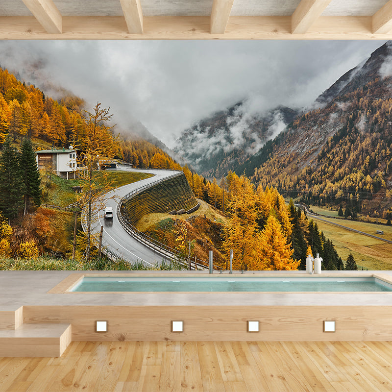 Various Highway View Mural Wallpaper Contemporary Mildew Resistant Wall Covering