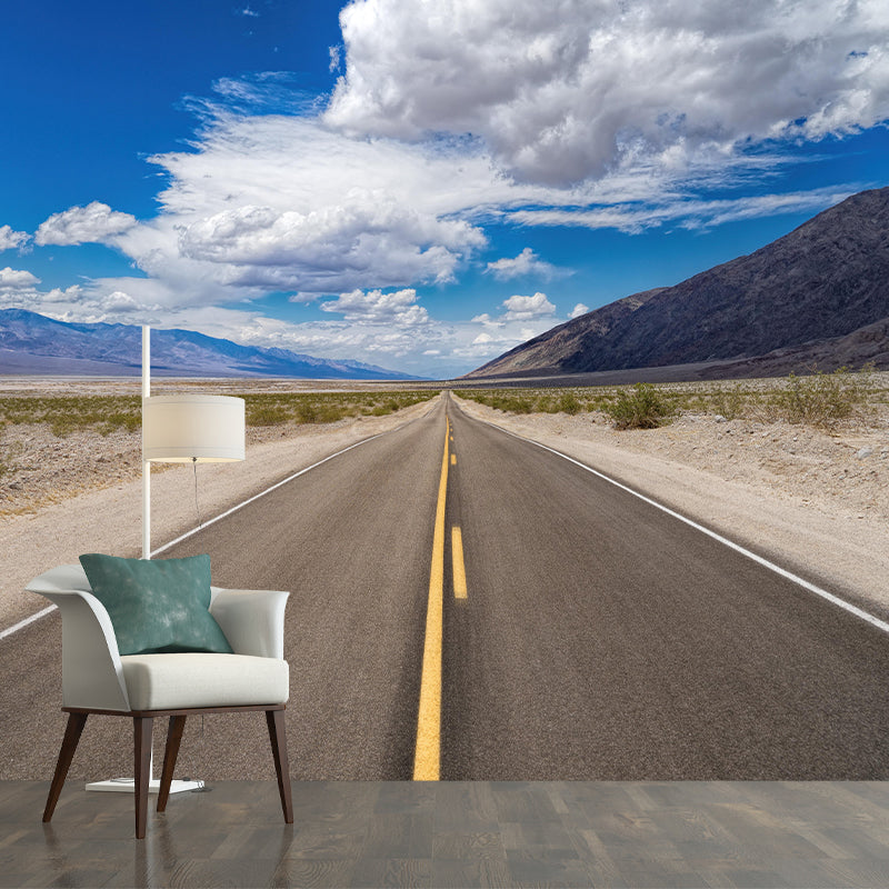 Various Highway View Mural Wallpaper Contemporary Mildew Resistant Wall Covering