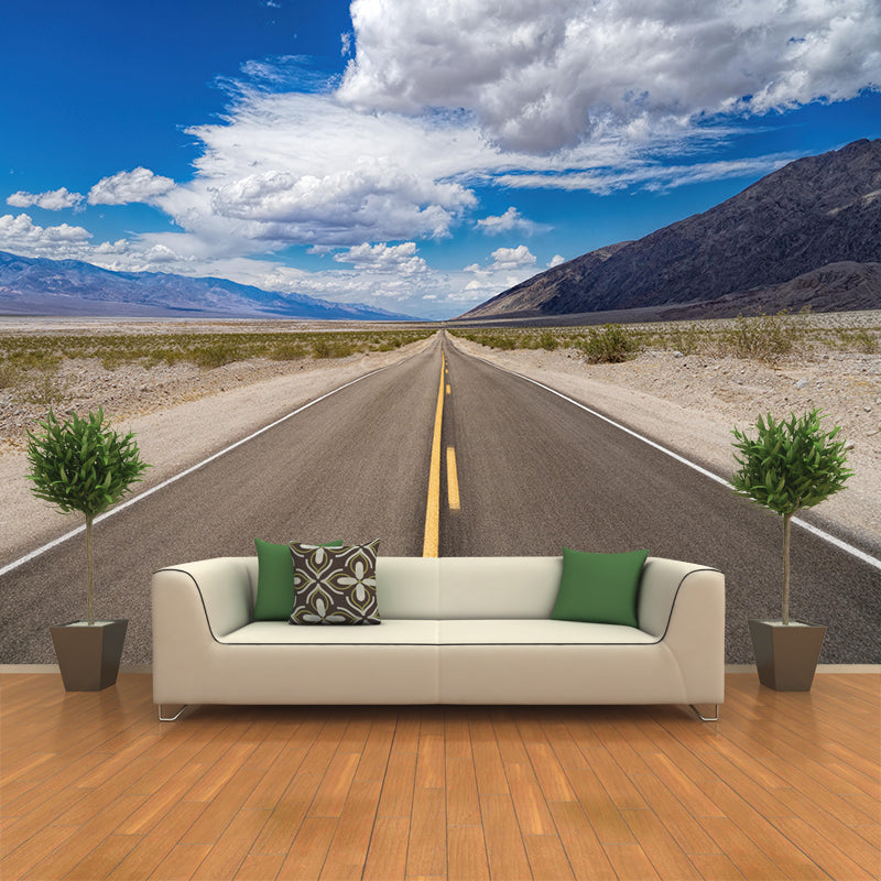 Various Highway View Mural Wallpaper Contemporary Mildew Resistant Wall Covering