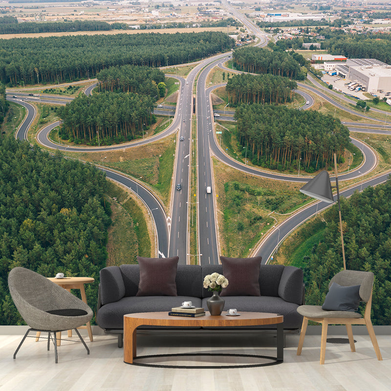 Various Highway View Mural Wallpaper Eco-friendly Material Wall Covering