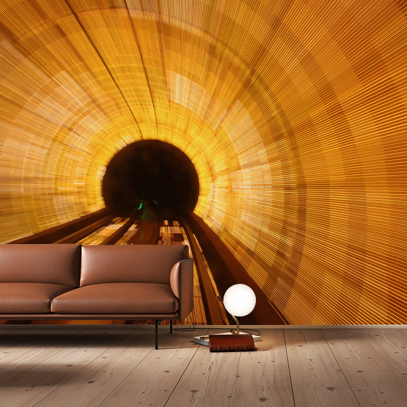 Long Tunnel Mural Contemporary Style Mildew Resistant Wall Covering for Fireplace