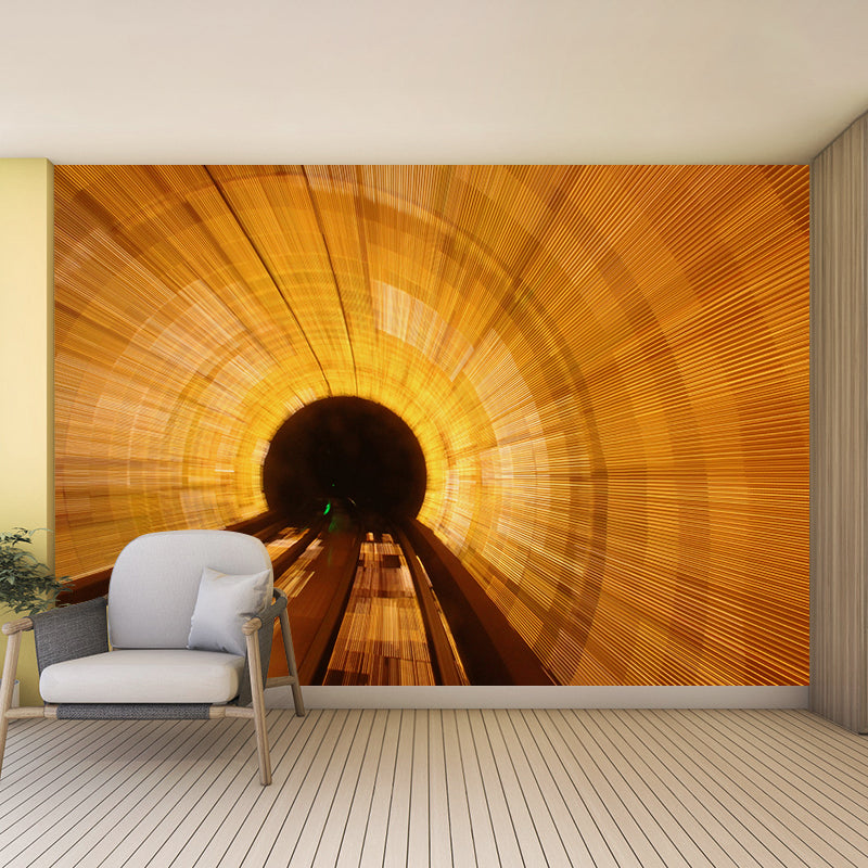 Long Tunnel Mural Contemporary Style Mildew Resistant Wall Covering for Fireplace