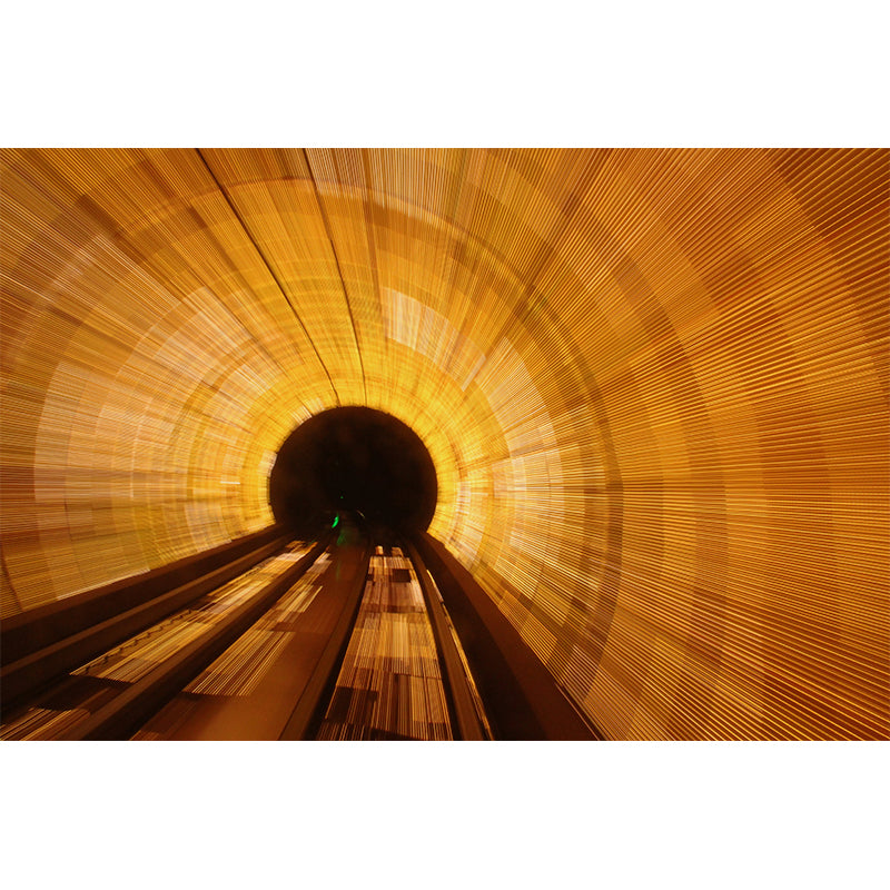 Long Tunnel Mural Contemporary Style Mildew Resistant Wall Covering for Fireplace