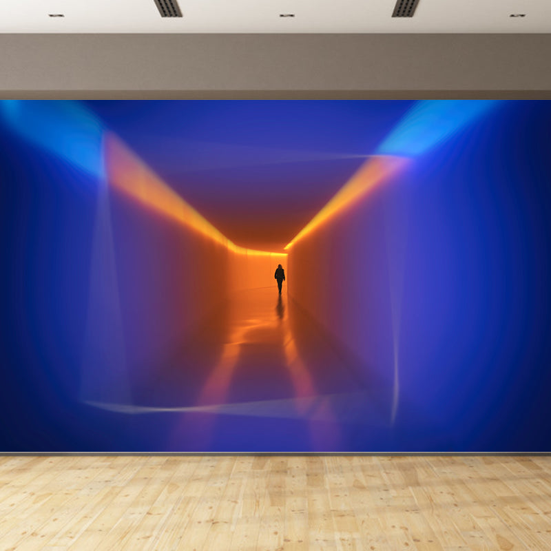 Long Tunnel Mural Contemporary Style Mildew Resistant Wall Covering for Fireplace