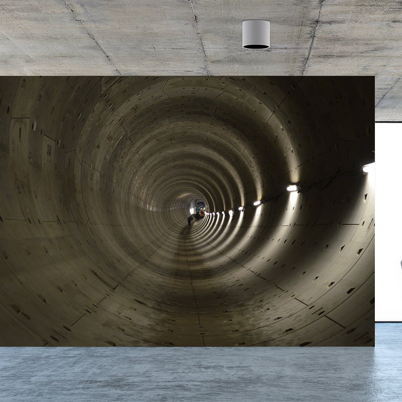 Mysterious Tunnel Mural Contemporary Mildew Resistant Wall Covering for Decoration