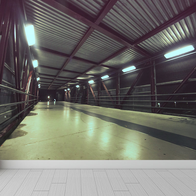 Mysterious Tunnel Mural Contemporary Mildew Resistant Wall Covering for Decoration