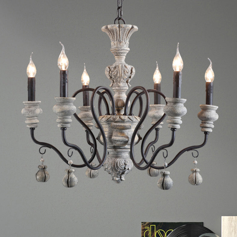 Candle Chandelier Light Fixture Traditional Resin Pendant Lighting for Restaurant