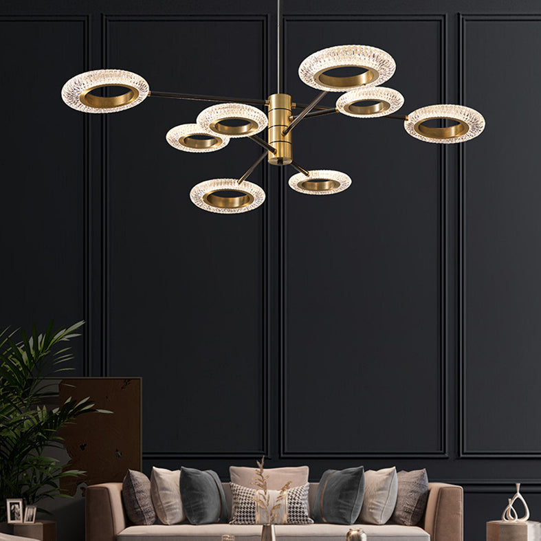 LED Chandelier Modern Style Hanging Lights in Copper for Living Room Dinning Room