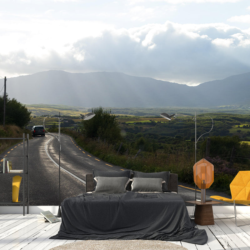 Full Size Photography Modern Style Mural Wallpaper with Road in Soft Color