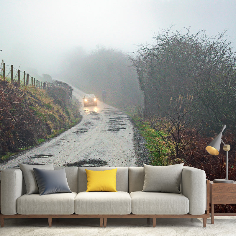 Full Size Photography Modern Style Mural Wallpaper with Road in Soft Color