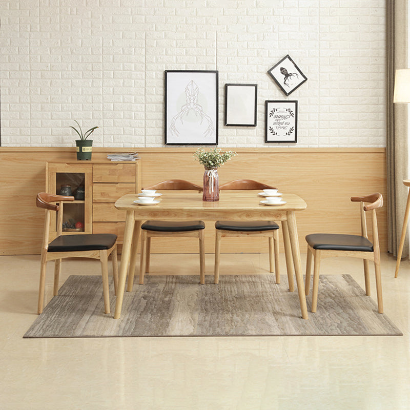 Modern Style Solid Wood Dining Set with Rectangle Shape Table and 4 Legs Base for Home Use