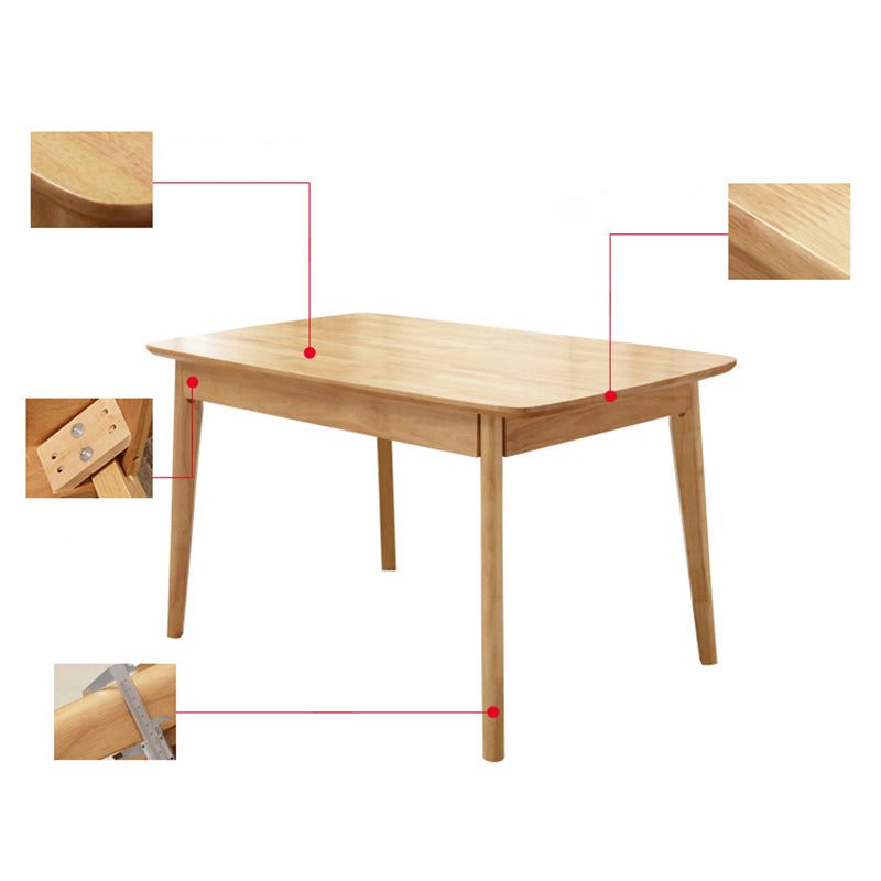 Modern Style Solid Wood Dining Set with Rectangle Shape Table and 4 Legs Base for Home Use