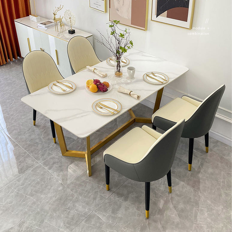 Dining Room Set Nordic Rectangle Dining Table Formal Dinette Set with Metal Base