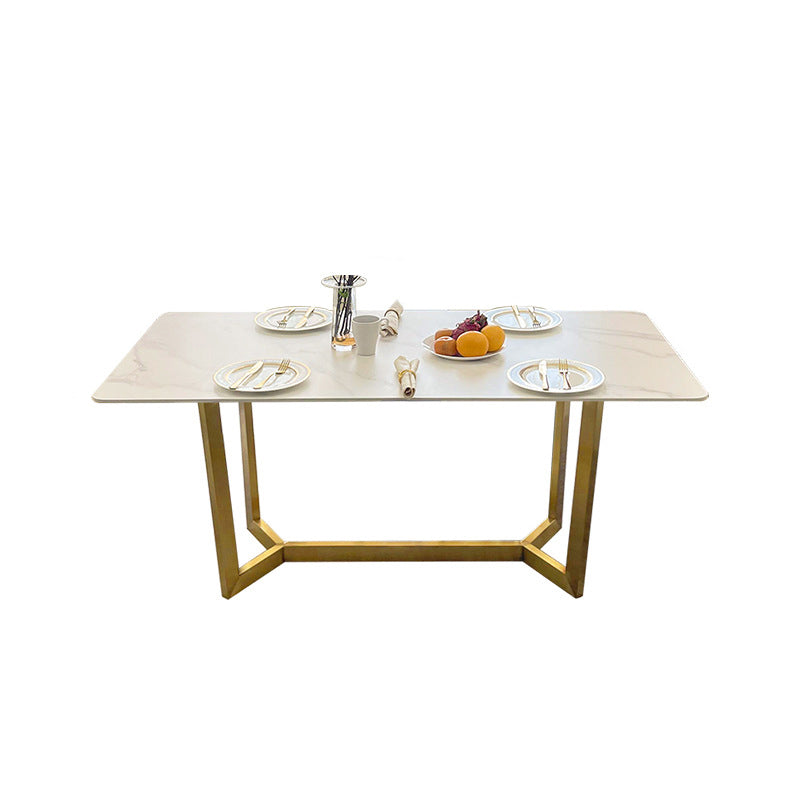 Dining Room Set Nordic Rectangle Dining Table Formal Dinette Set with Metal Base