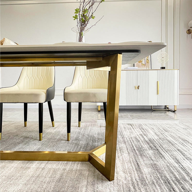 Dining Room Set Nordic Rectangle Dining Table Formal Dinette Set with Metal Base