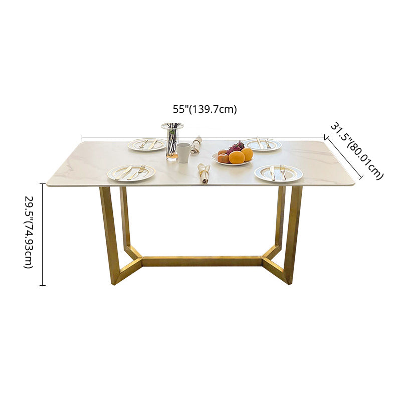 Dining Room Set Nordic Rectangle Dining Table Formal Dinette Set with Metal Base