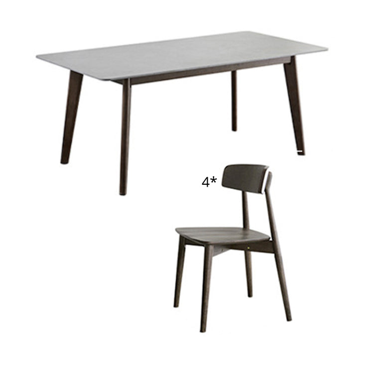 Minimalist Gray Sintered Stone Top Dining Set Rectangle Shape Standard Dining Set for Kitchen