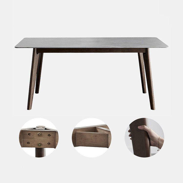 Minimalist Gray Sintered Stone Top Dining Set Rectangle Shape Standard Dining Set for Kitchen