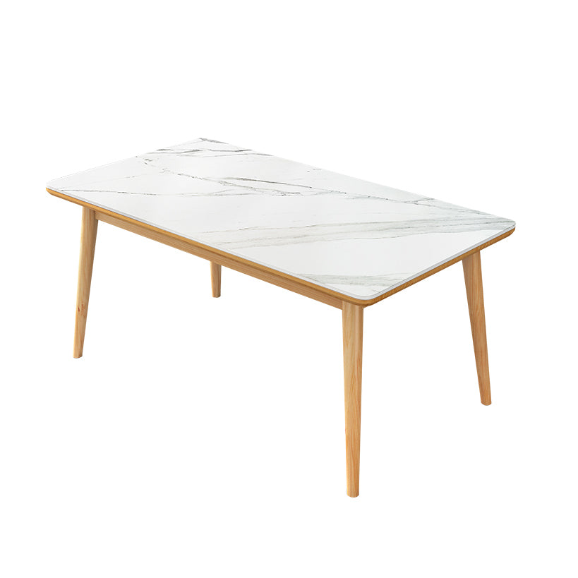 Modern Style Sintered Stone White Dining Set Standard Rectangle Shape Dining Set with 4 Legs Base