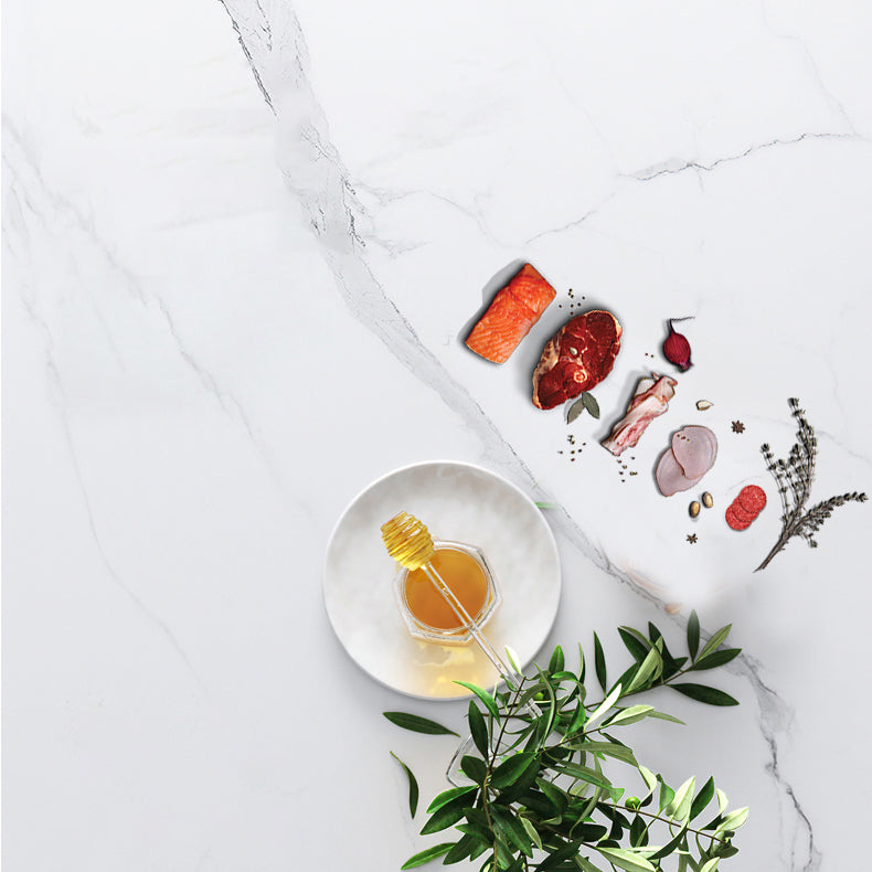 Modern Style Sintered Stone White Dining Set Standard Rectangle Shape Dining Set with 4 Legs Base