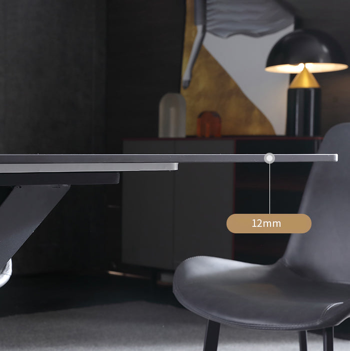 Minimalist Sintered Stone Dining Room Set Fixed Dining Set with Rectangle Table for Home Use