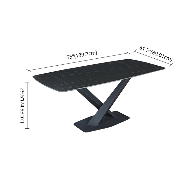 Minimalist Sintered Stone Dining Room Set Fixed Dining Set with Rectangle Table for Home Use