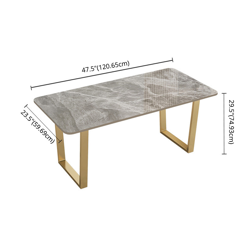 Nordic Dining Room Set Metal Base Dining Table Rectangle Formal Dinette Set for Home