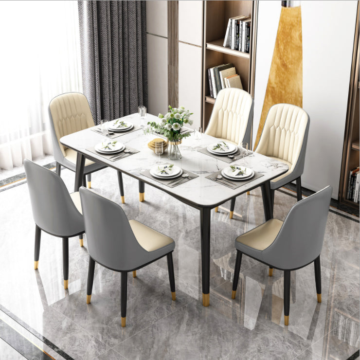 Contemporary Fixed Dining Room Table Set with 4 Legs Base Kitchen Dining Furniture