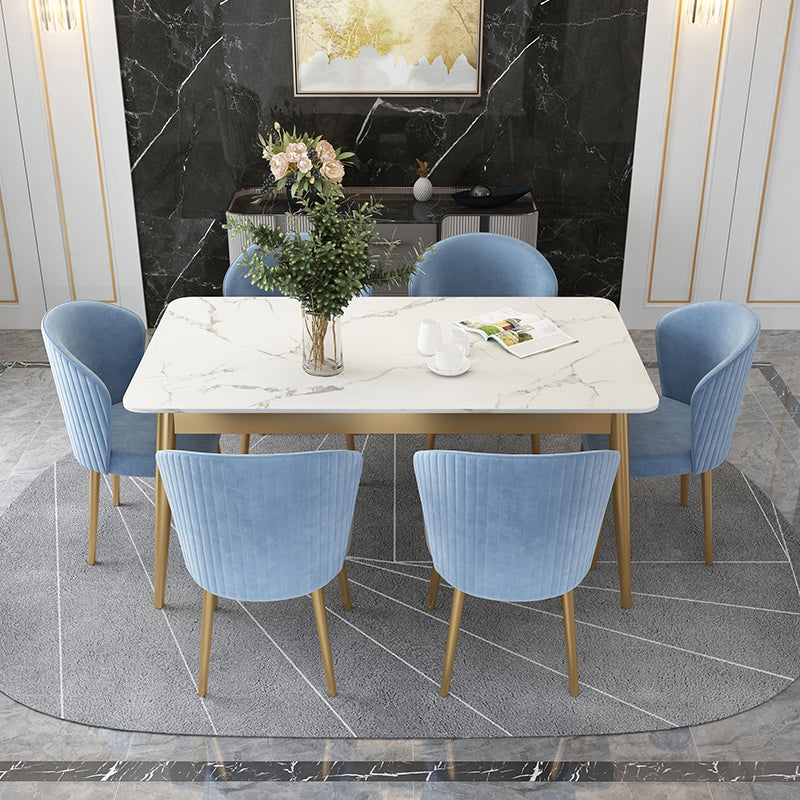 Contemporary Rectangle Shape Standard Dining Set Sintered Stone Kitchen Dining Set in White