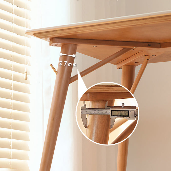 Modern Fixed Dining Room Table Set Solid Wood Top Kitchen Dining Furniture with 4 Legs Base