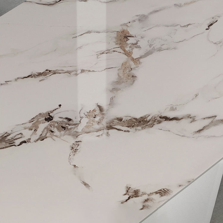 Modern Sintered Stone Rectangle Dining Set Standard Height Black Legs Home Dining Set