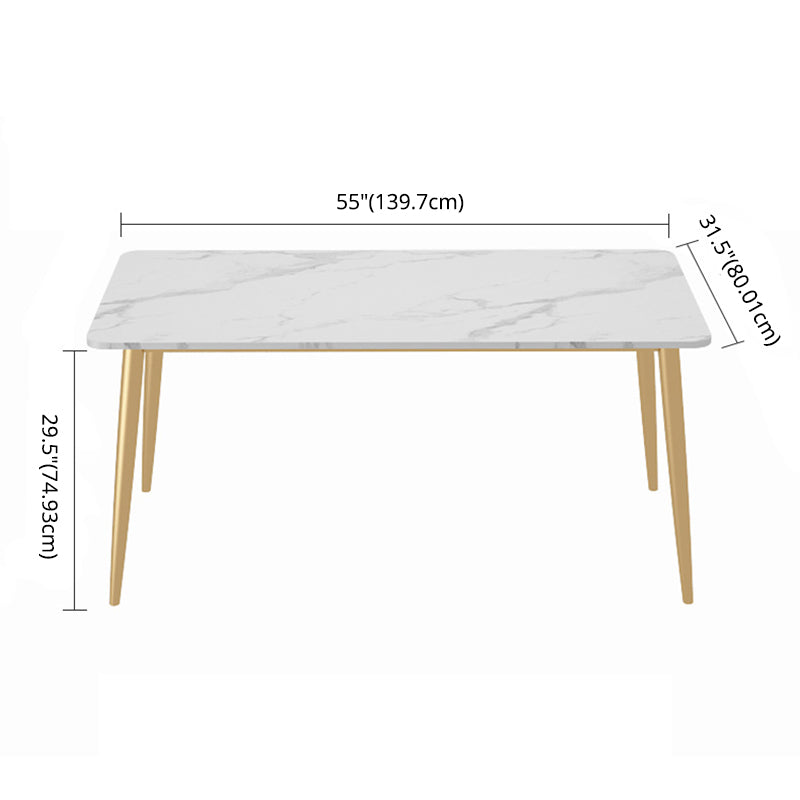 Minimalist Style Rectangular Sintered Stone Dining Set White Standard Dining Set for Kitchen