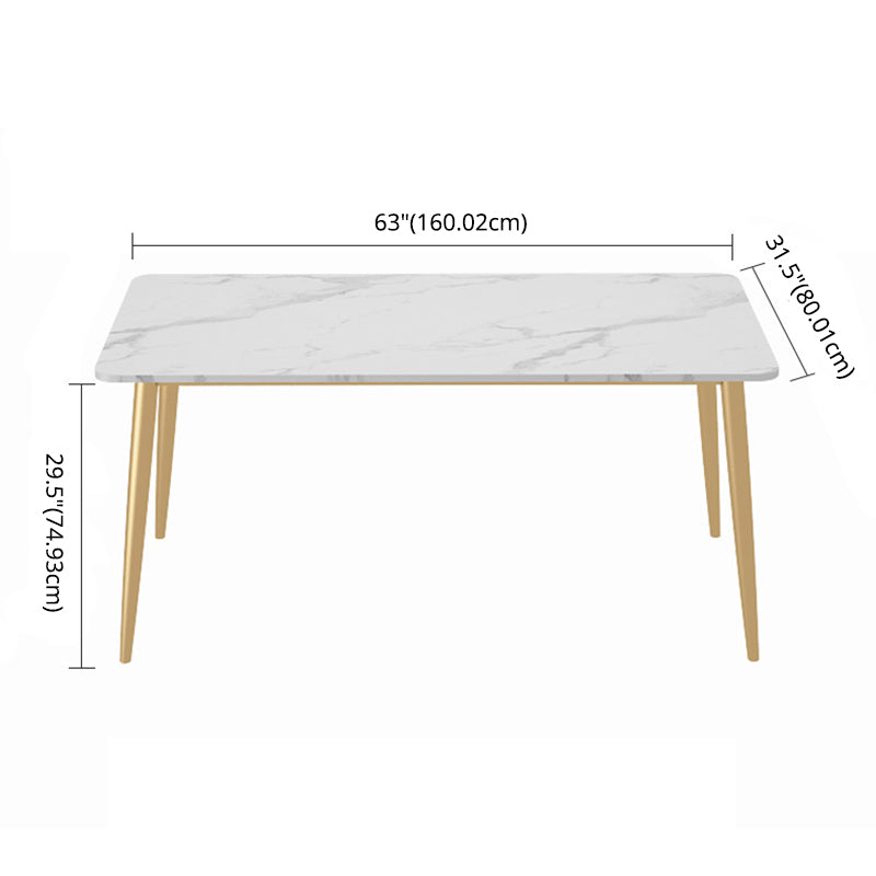 Minimalist Style Rectangular Sintered Stone Dining Set White Standard Dining Set for Kitchen