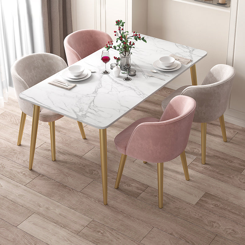 Minimalist Style Rectangular Sintered Stone Dining Set White Standard Dining Set for Kitchen