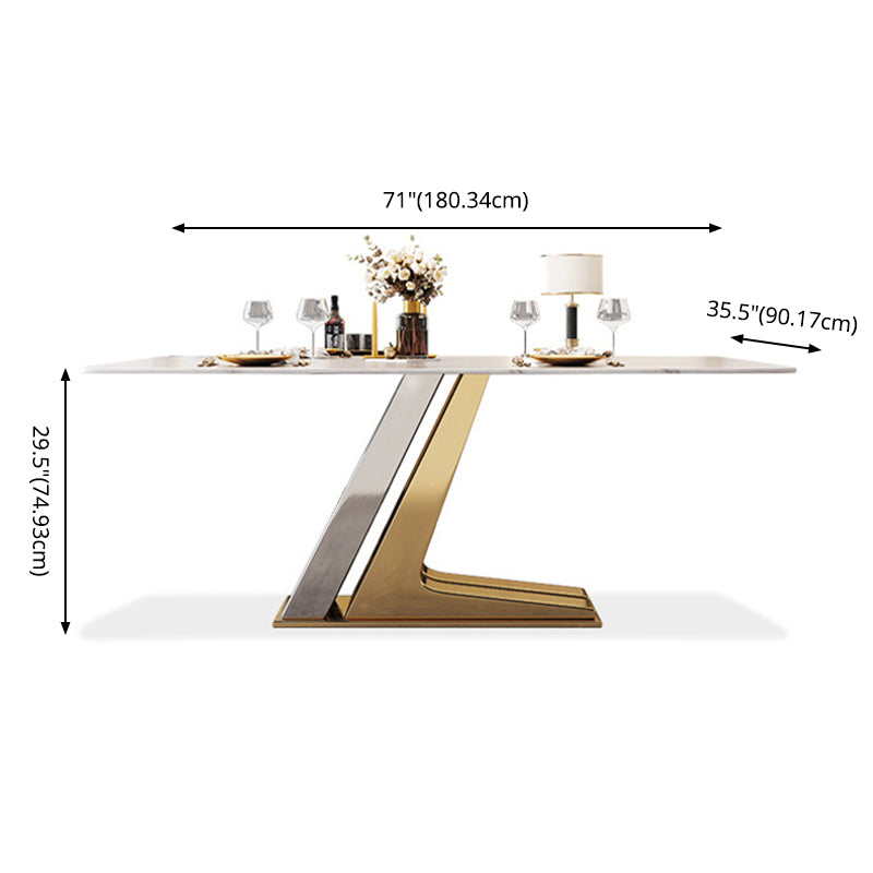 Scandinavian Metal Base Textured Dining Table Rectangle Formal Dinette Set for Home