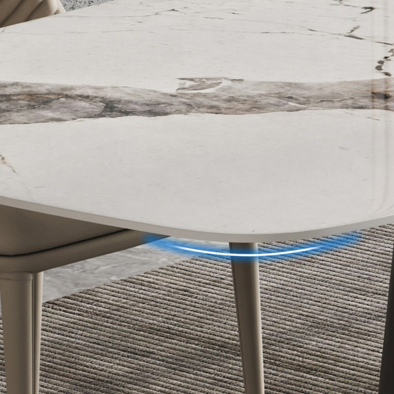 Minimalist Sintered Stone Dining Room Set with Black Base Formal Dining Table Set