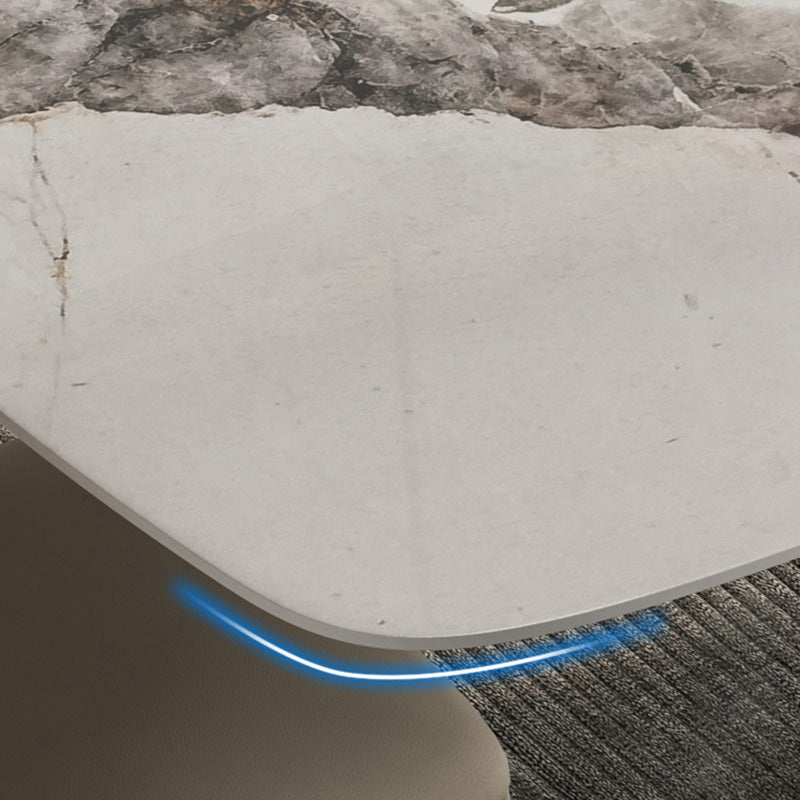 Minimalist Sintered Stone Dining Room Set with Black Base Formal Dining Table Set