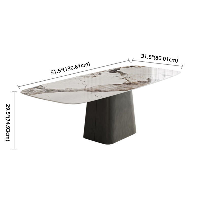 Minimalist Sintered Stone Dining Room Set with Black Base Formal Dining Table Set